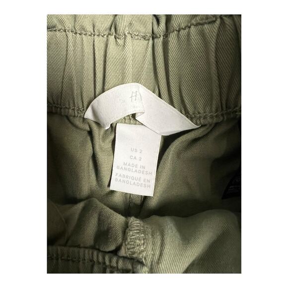 H&M Womens Shorts Green Paper Bag High Waist 2 cotton Casual Summer - Picture 2 of 4
